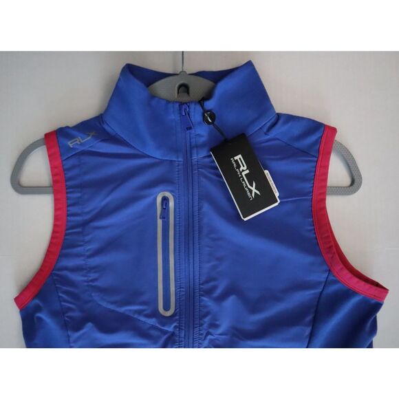 RLX Ralph Lauren Women's Sz M Blue/Pink Terry Sleeveless Full-Zip Vest - Picture 10 of 13